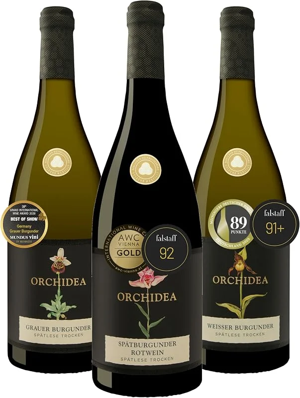 Besuche den Sasbacher-Store Sasbacher Wein-Geschenk - Edition Orchidea - Spätlese trocken 3x0, 75l — Wein und Festtafel