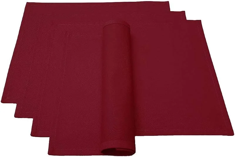Besuche den Lemos Home-Store Lemos Home Platzset Tischset Platzdeckchen 4 Stück ca. 46 x 36 cm aus Baumwolle Viele Farben (Weinrot) — Küche & Haushalt