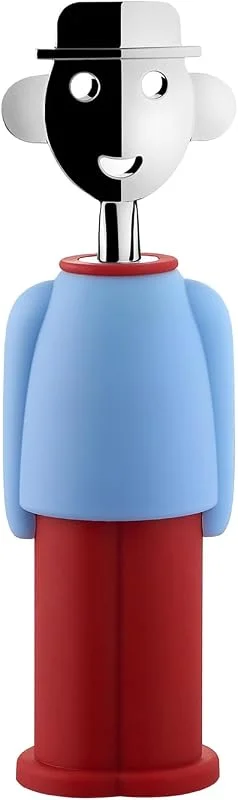 Alessi Alessandro M. AM23 LAZR - Korkenzieher, Zamak, Hellblau und Rot — Wein und Festtafel