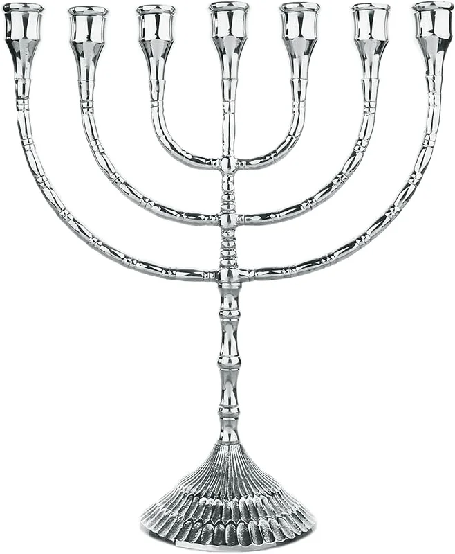 Besuche den NKlaus-Store NKlaus Menorah 30cm hoch, 7-Armiger Leuchter, Messing vernickelt — Kerzenlicht Abendessen