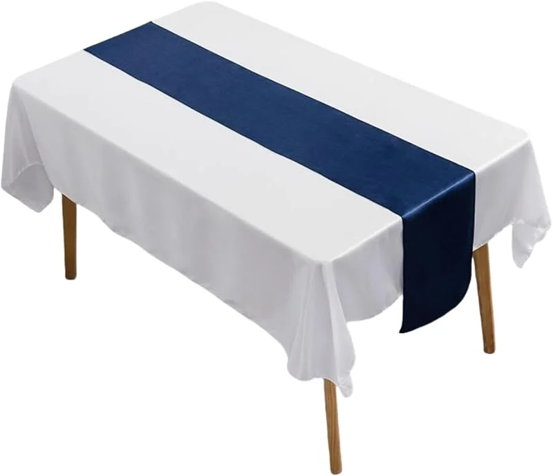 Marke: HSTWODE 1 Stück Satin-Tischläufer, 30, 5 x 274, 3 cm lang, Tischläufer für Hochzeiten, Geburtstagsfeiern, Bankette, Dekorationen, (Dunkelblau) — Küche & Haushalt