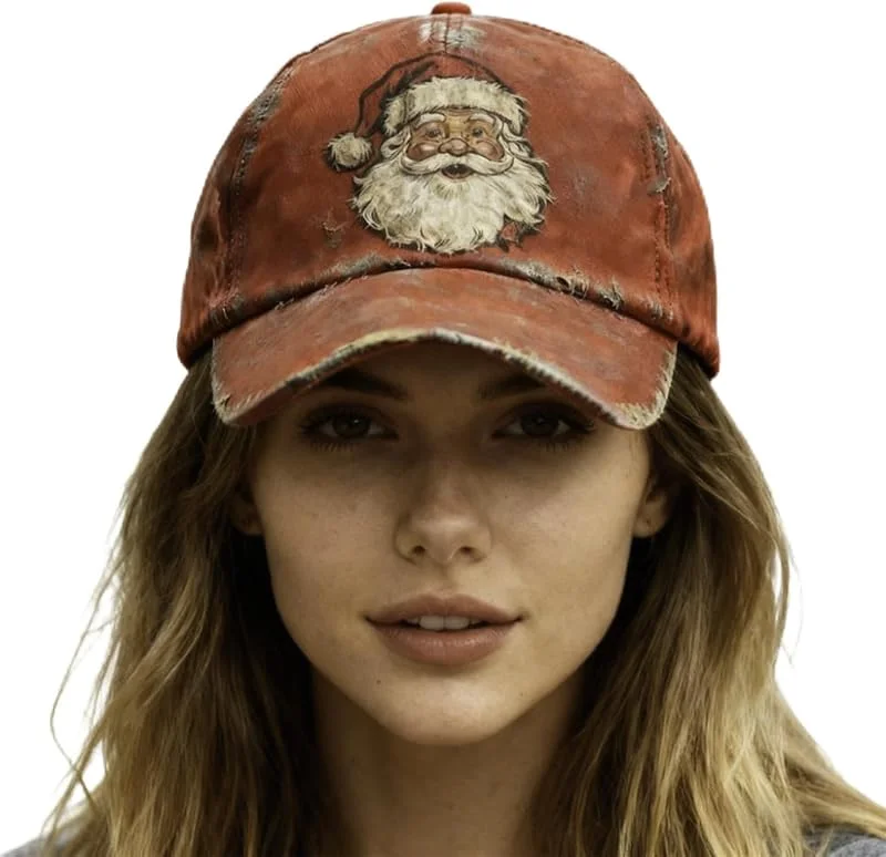 Marke: Generisch Generisch Weihnachtsmann Druck Baseball Cap, Vintage Weihnachtsmann Baseballmütze, Rote Patchworks Weihnachtsmütze, Basecap Weihnachten Für Damen Herren — Weihnachtsmode