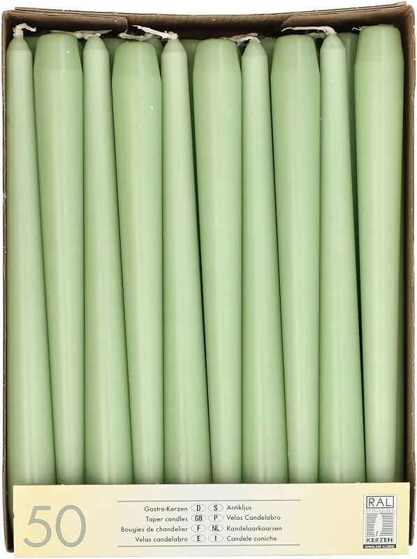 Besuche den PAPSTAR-Store PAPSTAR 50 Leuchterkerzen Ø 2, 2 cm · 25 cm jadegrün — Kerzenlicht Abendessen