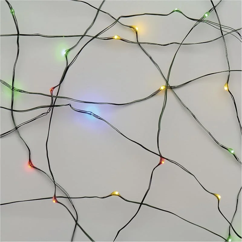Besuche den EMOS-Store EMOS Multicolor Nano-Lichterkette für Innen und Außen (IP44), 7, 5m lange LED-Weihnachtslichterkette NANO für Partys, Weihnachten, 6 Stunden Timer Funktion, Netzteil und Transformator, grünes Kabel — Weihnachtsbeleuchtung