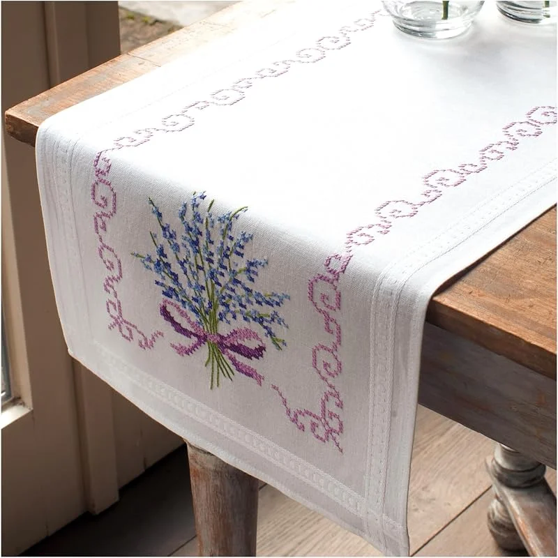 Besuche den Vervaco-Store Vervaco Stickpackung Kreuzstich Set Vorgedruckt Tischläufer Lavendel Stickdecken Vorgezeichnet DIY Basteln Erwachsene Kreativ Stickläufer zum Selbersticken 40 x 100 cm Stickset — Advent und Tisch