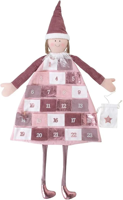 Besuche den Rayher-Store Rayher 46455258 Adventskalender zum Befüllen, Stoff, rosé, 118 x 53 cm, Adventskalender Kinder, Adventskalender Mädchen, genäht aus unterschiedlichen Stoffarten in Weiß und Rosatönen — Advent und Tisch