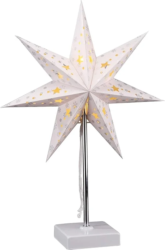 Besuche den Spetebo-Store Spetebo LED Weihnachtsstern Tischlampe - mit Timer - 35 x 16 cm - Batterie betrieben mit 8 warmweiße LED - Fenster Deko Stern Lampe Tischleuchte — Weihnachtsdeko