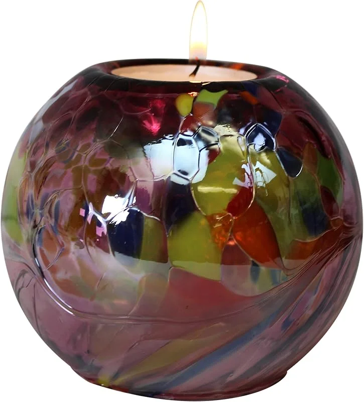 Marke: D&J Glassware D & J Glassware 2 Wege Marmor Globe Teelichthalter - Lila Blau Grün Weiß — Advent und Tisch