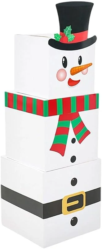 Marke: Dinntty 3er-Set Weihnachtsschneemann-stapelboxen, Weihnachtsfeier-Dekoration, Weihnachtsstapelboxen, Navidad Natal, Neujahrsgeschenk — Geschenkverpackung