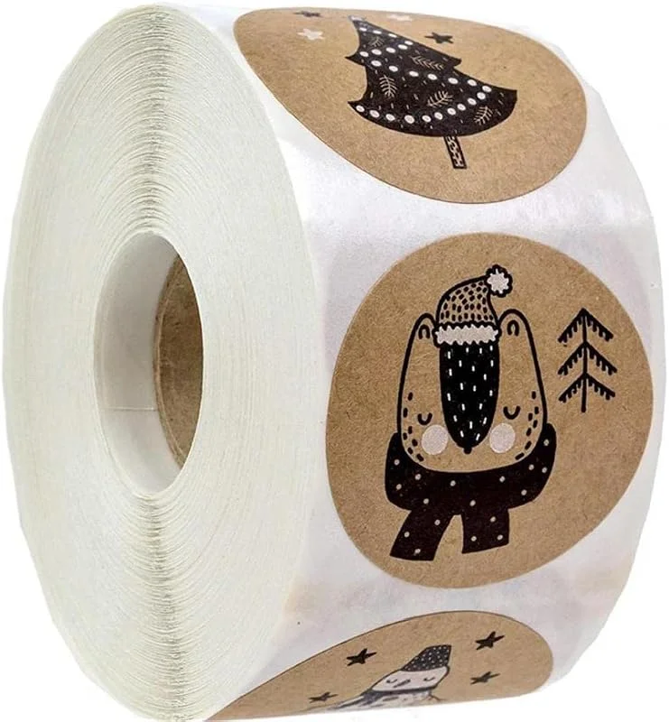 Marke: Sanfly 1roll Weihnachtsaufkleber, Runder Weihnachtsthema Dichtung Etiketten Aufkleber Für Diy Geschenk Backen Paket Umschlag Schreibwaren Dekoration — Geschenkverpackung