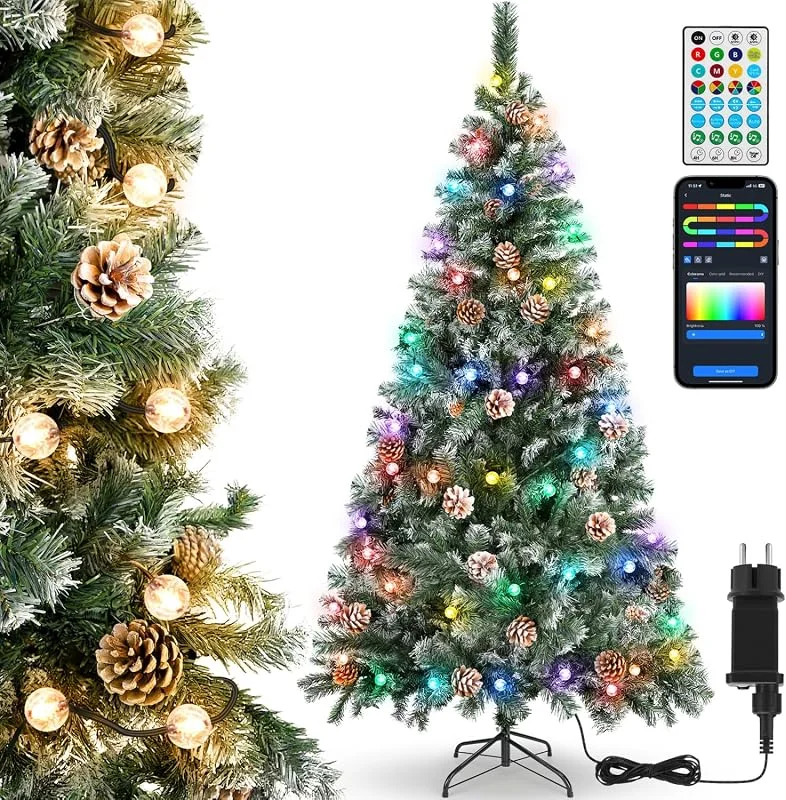 Besuche den Aigostar-Store Aigostar 180CM Weihnachtbaum mit Schnee, 650 Zweigen, 43 Kiefernzapfen — Weihnachtsbeleuchtung