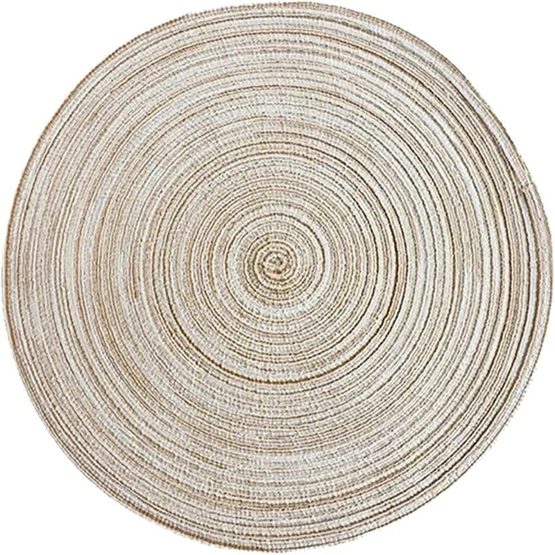 Besuche den Epinki-Store Epinki Tischsets Platzsets Textil Rund, 2er Set 36CM Platzsets Abwaschbar Für Weihnachten Kreis Gewebt Muster aus Polyester, Tischuntersetzer Abwaschbar Weihnachten Beige für Küche Hause — Küche & Haushalt