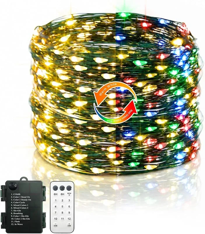 Besuche den ZAIYW-Store ZAIYW Batteriebetriebene Weihnachts-Lichterkette, 10 m, 100 LEDs — Weihnachtsbeleuchtung
