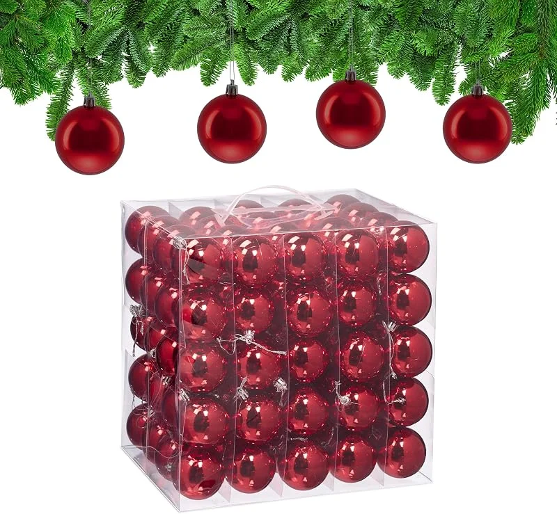 Besuche den Relaxdays-Store Relaxdays Weihnachtskugeln 100er Set, Weihnachtsdeko, glänzend, Christbaumkugel, Tannenbaumschmuck in ∅ 6 cm, Farbwahl