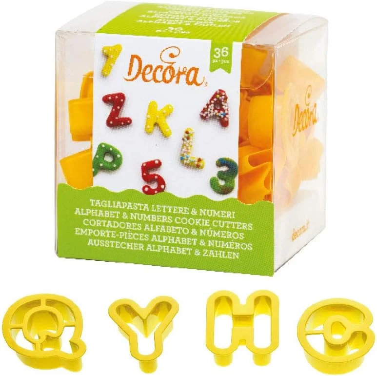 Marke: Decora Decora, 0255084 Kleines Buchstaben- und Zahlen-Ausstechformen-Set 2 X H 1, 6, Das ideale Set zur Herstellung von Fondant- oder Gummidekorationen, Made in Italy, 36 Stück-Packung. — Weihnachtskueche