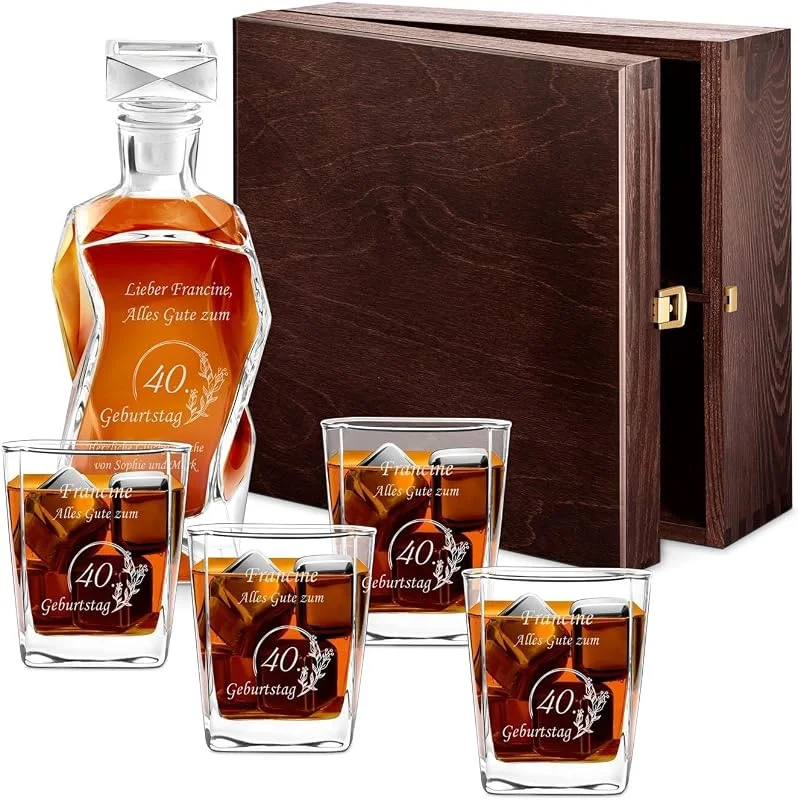 Besuche den Maverton-Store Maverton Whiskey Karaffe + 4, 6er Whiskygläser Set mit Gravur — Wein und Festtafel