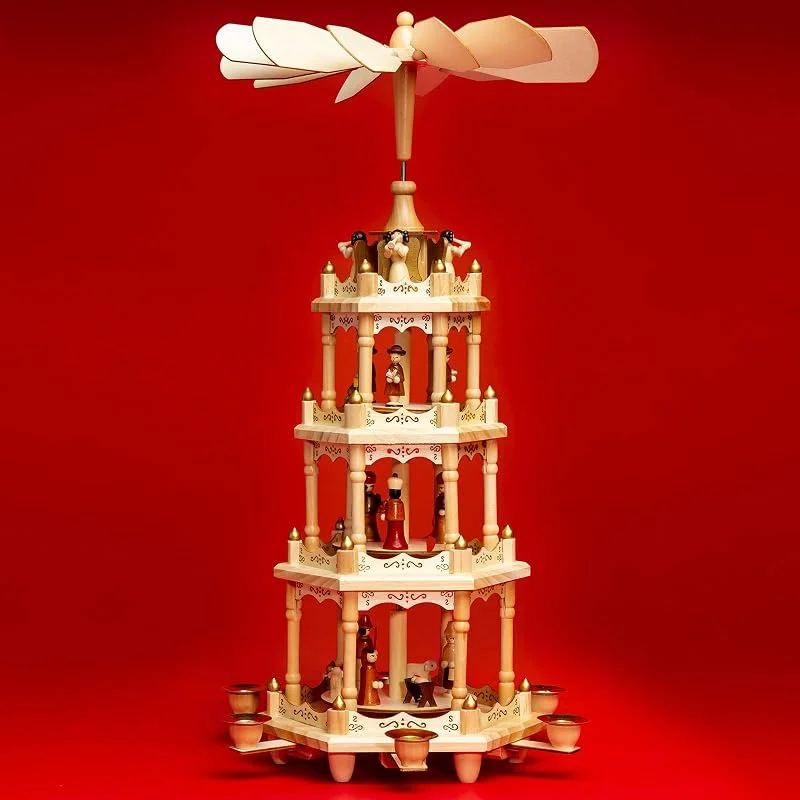 Besuche den SIKORA-Store SIKORA P4 Klassische Holz XL Weihnachtspyramide mit 4 Etagen — Weihnachtsdeko