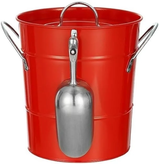 Marke: Lijiaxiuyc-101 eiskübel Bar-Edelstahl-Eiskübel mit Deckel, tragbarer Eiskübel, Champagner-Bier, hochwertiger EIS-Pellet-Eimer sektkübel(Red) — Wein und Festtafel