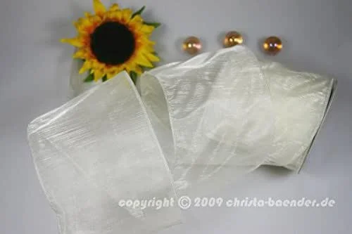 Marke: Christa-Bänder Organzaband Organza 100mm creme mit Draht — Geschenkverpackung