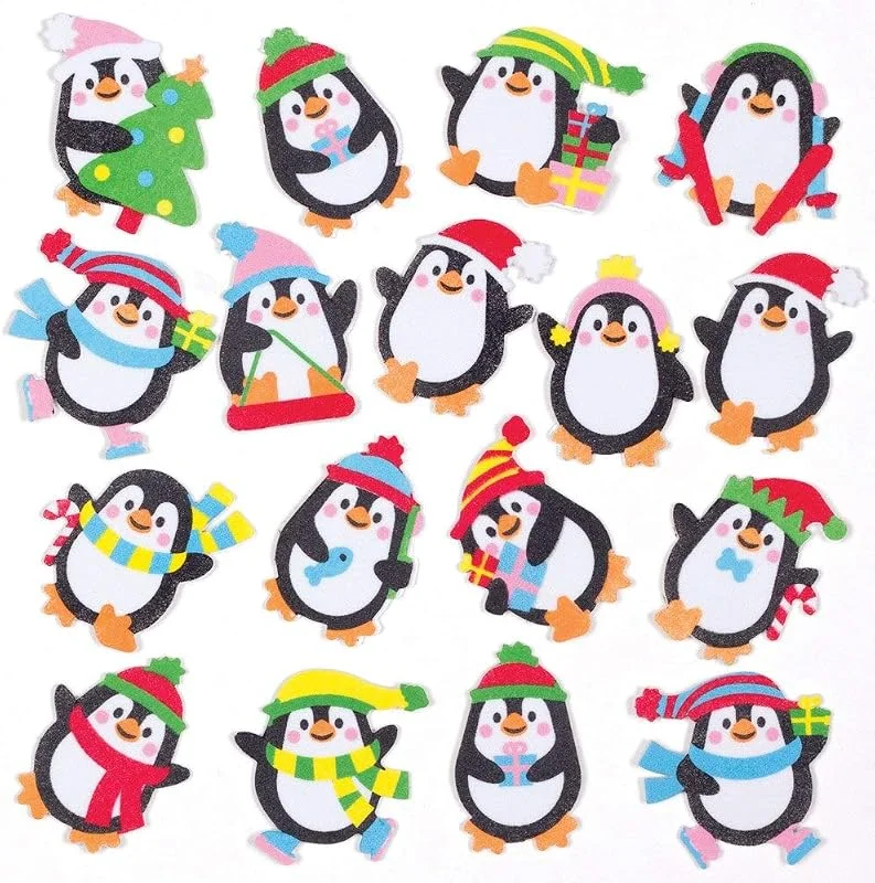Besuche den Baker Ross-Store Baker Ross AT292 Pinguin-Aufkleber aus Schaumstoff, für Weihnachten, Kunst und Basteln, 120 Stück, verschiedene Designs — Geschenkverpackung