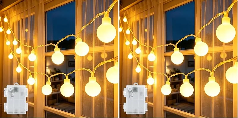 Marke: Gcstnn Gcstnn Lichterkette Batterie Außen 3M 20 LED Warmweiß Globe Lichterkette mit 6h Timer, IP65 Wasserdicht Kugeln Lichterketten für Schlafzimmer, Balkon, Kinderzimmer, Weihnachts baum Deko (Packung mit 2) — Weihnachtsbeleuchtung
