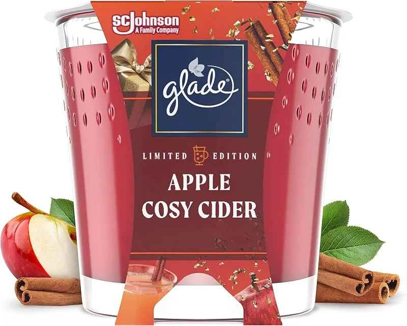Besuche den WC-Ente-Store Glade (Brise) Duft-Kerze im Glas, Apple Cosy Cider, mit ätherischen Ölen angereichert, 6er Pack (6x129 g), Rot — Kerzenlicht Abendessen