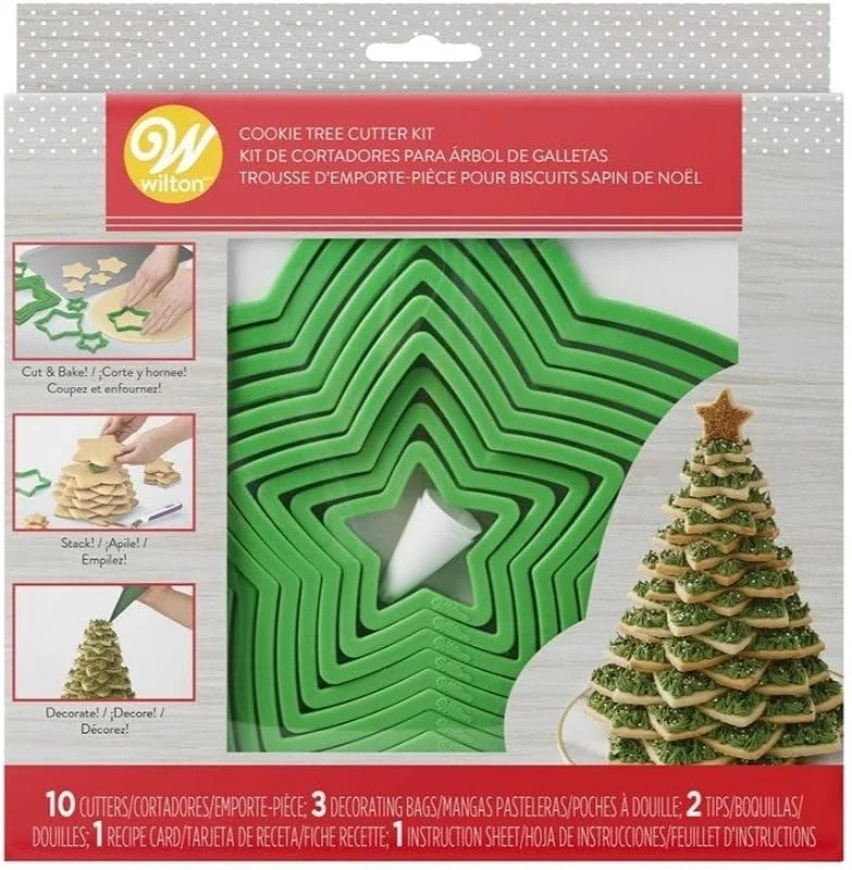 Besuche den Wilton-Store Wilton 2104-5919 Gingerbread Cookie Tree Cutter Ausstechformen-Set für Keksbaum, Kunststoff, grün — Weihnachtskueche
