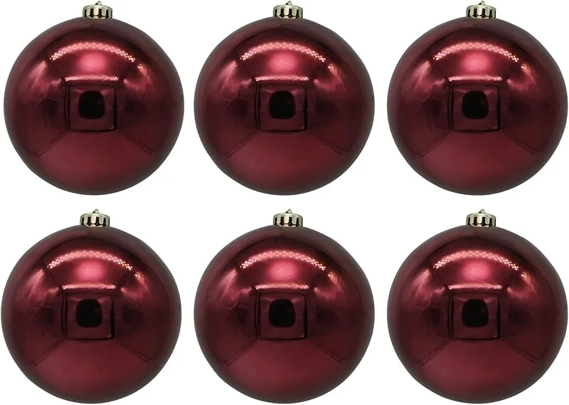 Besuche den Annastore-Store Weihnachtskugeln aus Kunststoff (6 Stück Bordeaux glänzend 12 cm) — Weihnachtsdeko