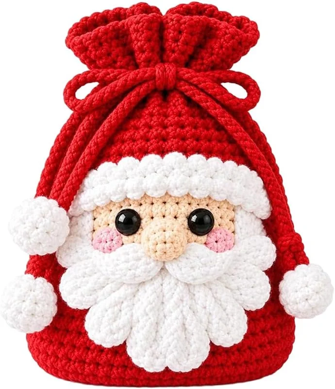 Marke: Generisch Weihnachts-Geschenktüten – weiches gehäkeltes Kordelzug-Design — Geschenkverpackung