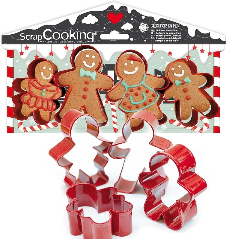 Besuche den ScrapCooking-Store ScrapCooking - 4 Ausstechformen Lebkuchenmänner - Ausstecher Edelstahl Weihnachten - Gingerman Keksformen - Backzubehör Cake Design - 2081 — Weihnachtskueche