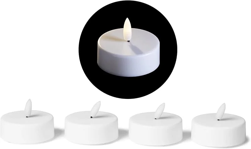 Besuche den Novaliv-Store LED Teelicht Groß Mit Timer - 4er Set Warmweiß Kerze 3D Flamme Flackernd - 6cm Weiß Kunststoff 1x Batterie CR2032 Benötigt - Für Kerzenpick Auf Adventskranz — Advent und Tisch