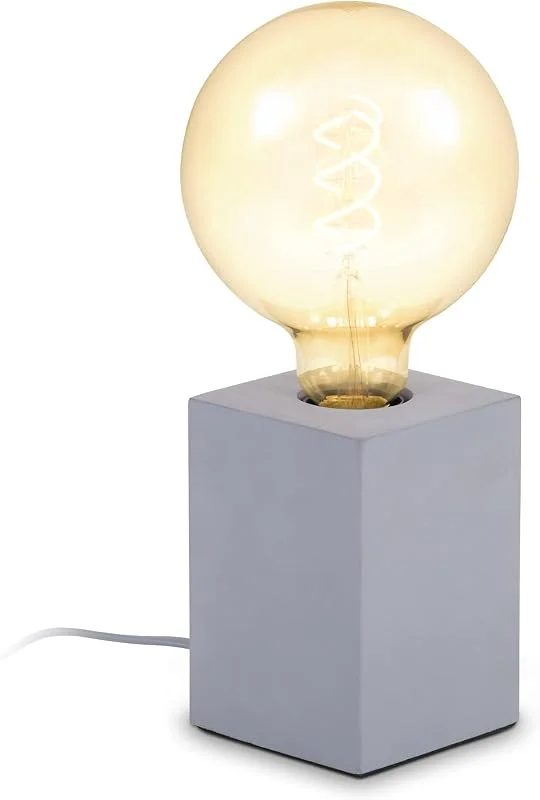 Besuche den B.K.Licht-Store B.K.Licht - Nachttischlampe mit Kabelschalter, E27 Fassung, Vintage, Tischlampe, Lampe, Schreibtischlampe, Tischleuchte, Bürolampe, Leselampe, Leselicht, Retro, 9x9x13 cm, Grau — Kerzenlicht Abendessen
