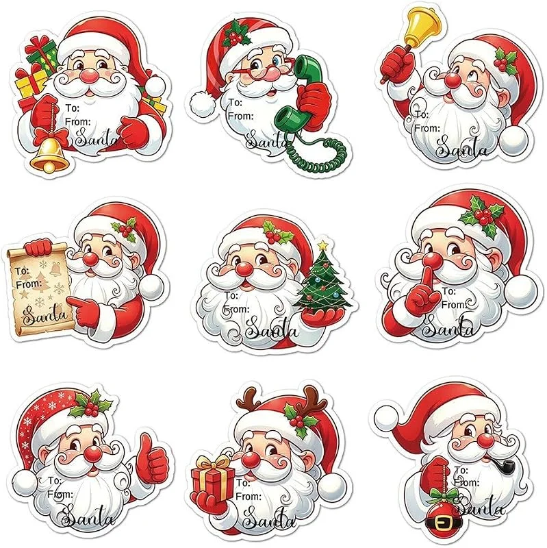 Marke: Brxmpn Niedliche Weihnachtsmann-Aufkleber, Selbstklebende Geschenktütenaufkleber Zum Verpacken Von Geschenken, Umschlägen, Karten Und Kekstüten. — Geschenkverpackung