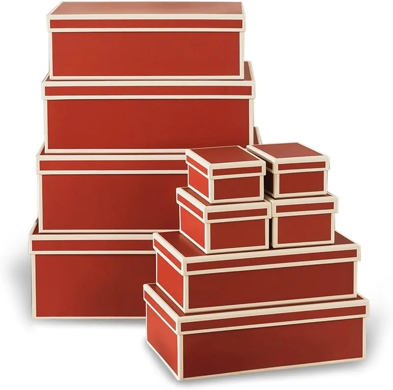 Marke: Soul & Lane Soul & Lane Weihnachtsboxen mit Deckel - 10er Set Festliche rote Geschenkboxen für Geschenke Dekorative Pappe Urlaub Aufbewahrung — Geschenkverpackung