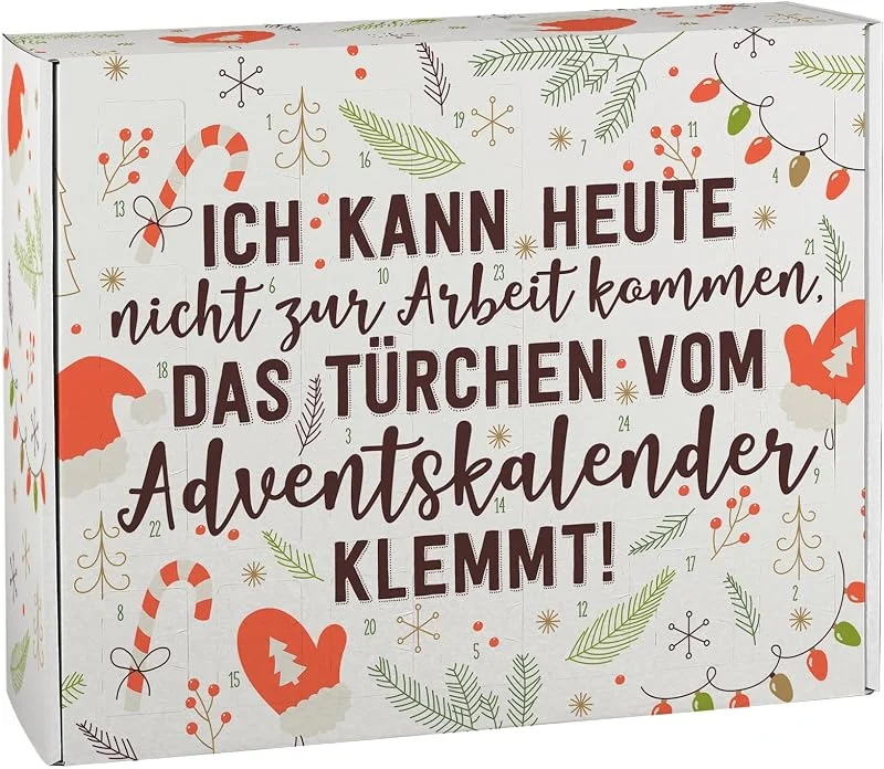 Besuche den Herz & Heim-Store Herz & Heim® Lustiger DIY Adventskalender – Weihnachtskalender aus Pappe mit Stecksystem – 24 Fächer – DIY Kalender zum selbst Befüllen – witziger Spruch zu Weihnachten – Geschenk für Kollegen — Advent und Tisch