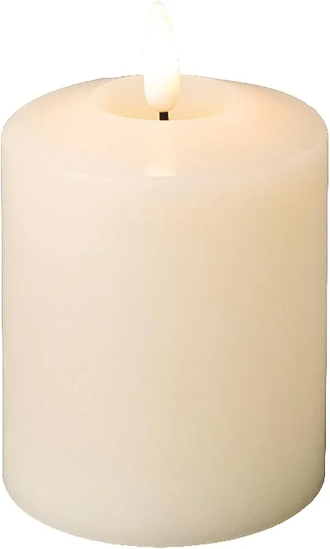 Marke: Lumineo Lumineo LED Kerze mit Timerfunktion 7, 5x11, 5cm Wachs - flackernde Flamme Effekt - Echtwachskerze batteriebetrieben - Wachskerze Stumpenkerze - Creme Warmweiß — Kerzenlicht Abendessen