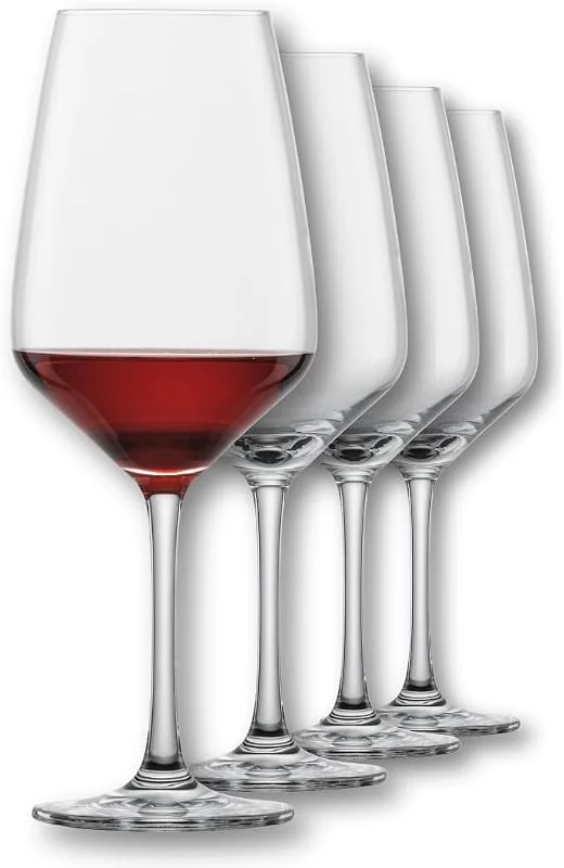 SCHOTT ZWIESEL Rotweinglas Tulip 4er Set, Weingläser für Rotwein aus Tritan Kristallglas, spülmaschinenfestes Kristallglas, 123606 — Wein und Festtafel