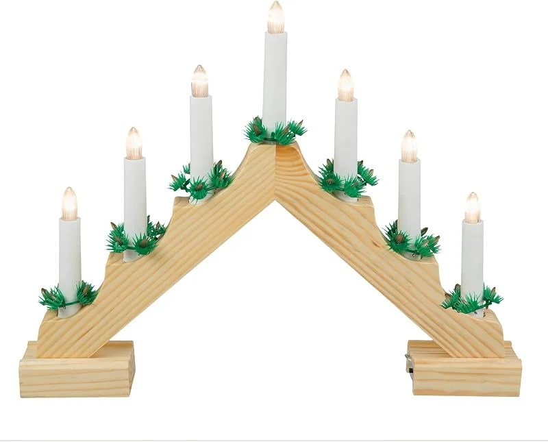 Besuche den Idena-Store Idena LED Adventsleuchter aus Holz, 7 Kerzenlichter — Weihnachtsdeko