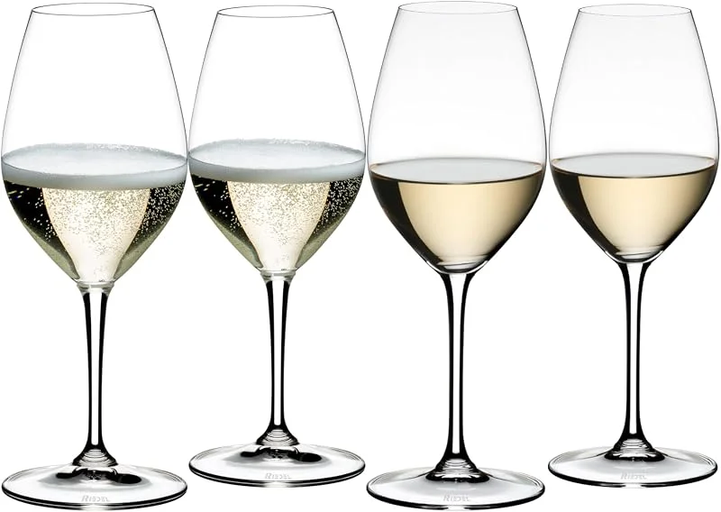 RIEDEL Wine Friendly 003 - Weißwein, Champagner Weinglas, 4er Set, Kristallglas, maschinell gefertigt — Wein und Festtafel