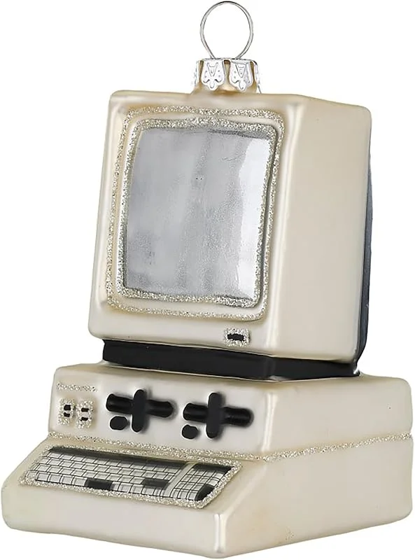 Besuche den Inge-glas-Store Christbaumschmuck Glas 8, 5cm - Computer Figur zum Aufhängen - handbemalt - Weihnachtsbaum Anhänger für Weihnachten - Christbaumanhänger & Weihnachtsbaumschmuck - PC Rechner Weiß — Weihnachtsdeko