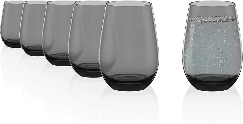 Besuche den Stölzle Lausitz-Store Stölzle Lausitz Elements Wassergläser Trinkgläser Rauchgrau 465 ml, 6er-Set — Kerzenlicht Abendessen