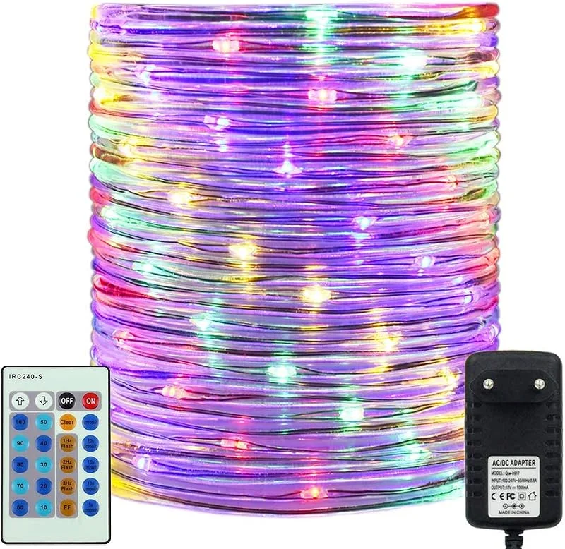 Marke: RcStarry Durchmesser 3mm Lichtschlauch Außen, 30M 300 LEDs Schlauch lichterkette IP67 Wasserdicht, Strombetrieben Lichtschlauch mit Fernbedienung für Innen, Außen, Hochzeit, Garten Dekolicht - Bunt — Weihnachtsbeleuchtung