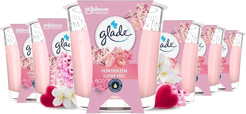 Besuche den Glade-Store Glade Duftkerzen im Glas 6er-Pack, Mit ätherischen Ölen, 6 Stück — Kerzenlicht Abendessen