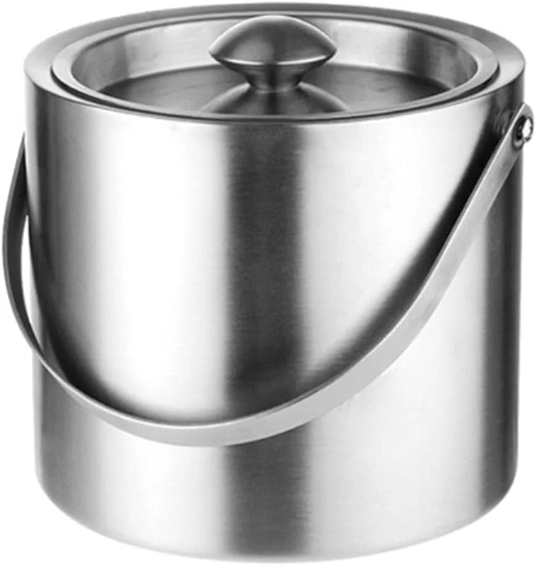 Marke: Lijiaxiuyc-101 eiskübel Doppelschichtiger isolierter Eiskübel mit Deckel, Weinkühler, Eiskübel, Getränkekübel, Wasserkübel, Champagner, Bier, geeignet for den Einsatz in der Hausbar sektkübel(Silver, 2l) — Küche & Haushalt