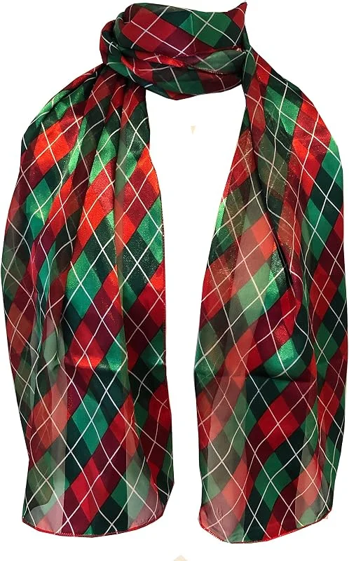 Marke: Pamper Yourself Now Pamper Yourself Now Rot & grün Tartan dünne hübsche Weihnachten Schal(Red & Green Tartan Thin Pretty Christmas Scarf) — Weihnachtsmode