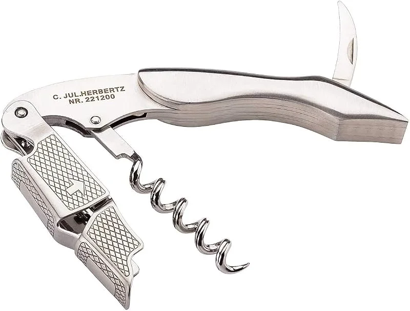 Besuche den Herbertz-Store Herbertz, Sommelier-Messer, Kellnermesser, Länge Folienschneider: 3.8 cm, 221200, Korkenzieher, Kapselschneider, Kronkorkenöffner, 2-stufiger Push-Hebel, Edelstahlschalen — Wein und Festtafel