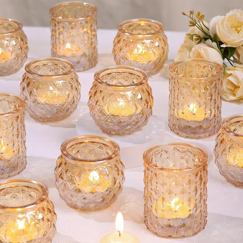 Marke: DARJEN DARJEN Goldene Votivkerzenhalter, Set mit 24 goldenen Kerzenhaltern, Großpackung für Tischdekoration, Teelichter, Kerzenhalter, Glas für Hochzeitsdusche, Zuhause und Party-Dekoration — Kerzenlicht Abendessen