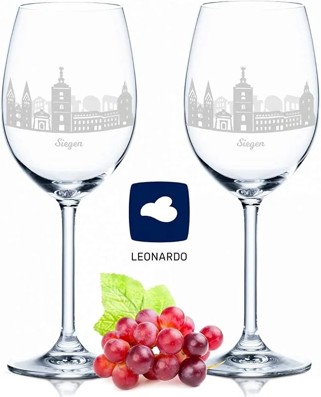 Besuche den GRAVURZEILE-Store GRAVURZEILE Weingläser mit Gravur - Skyline Siegen im Set - Hochwertige 360° Lasergravur - schönes Geschenk als Andenken, Souvenir oder für Sammler & Weingenießer zum Geburtstag — Wein und Festtafel