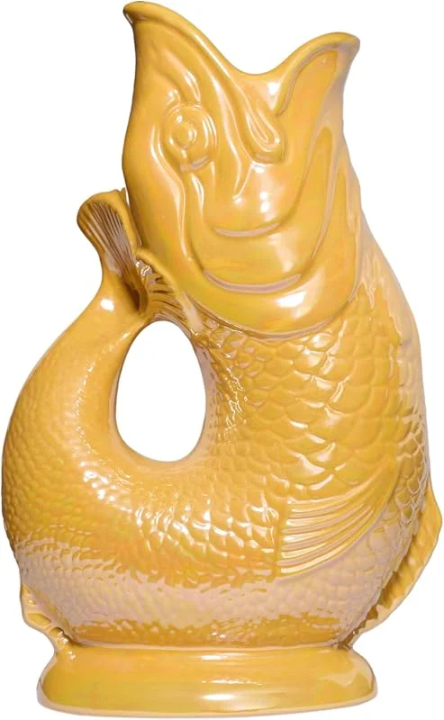 Besuche den Gluckigluck-Store Gluckigluck Karaffe XL Gelb schimmernd – 1, 2 l – Original Gluggle Jug aus England – Wasserkrug mit Glucker-Geräusch – Handgefertigt & schimmernde Oberfläche – Kult-Krug als Vase oder Dekanter — Küche & Haushalt