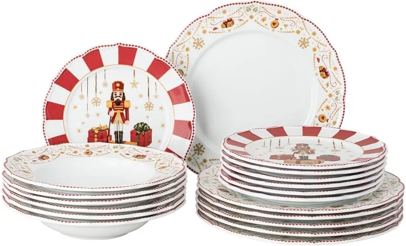 Besuche den Hutschenreuther-Store Hutschenreuther Weihnachten "Christmas Love" Set 18-teilig, Tellerset bestehend aus: 6 x Teller 22 cm "Christmas Love red", 6 x Teller 27 cm flach, 6 x Teller 23 cm tief — Advent und Tisch